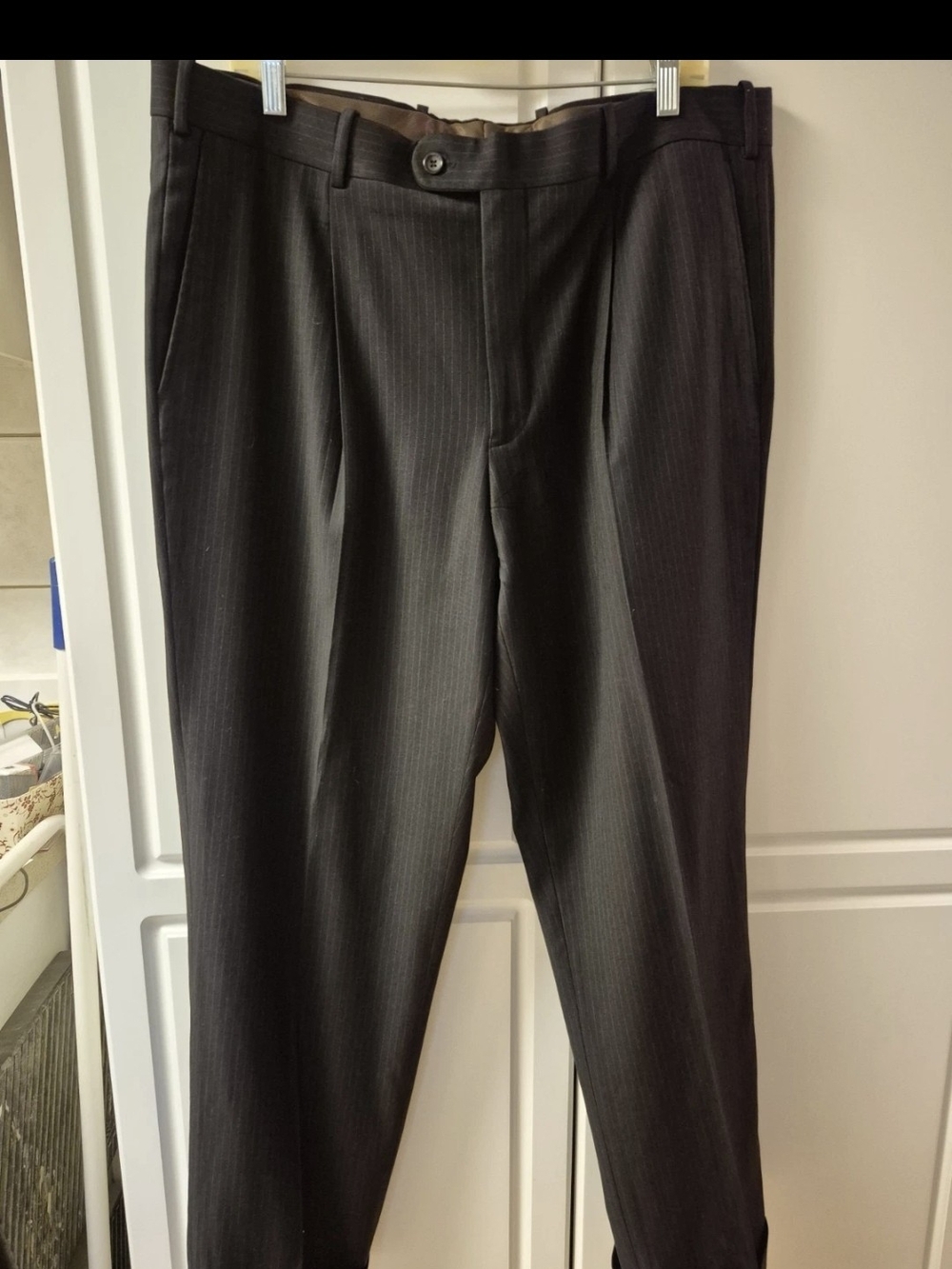 Men's Black with Grey Pinstripe Suit Dress Pants 38x30, Excellent condition